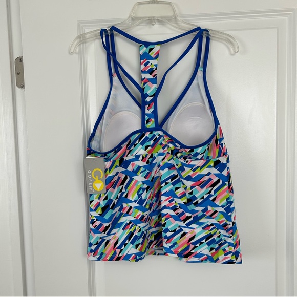 NWT Women’s Blue Printed Go Gossip Swim Tankini Top - Sz L - Picture 16 of 16